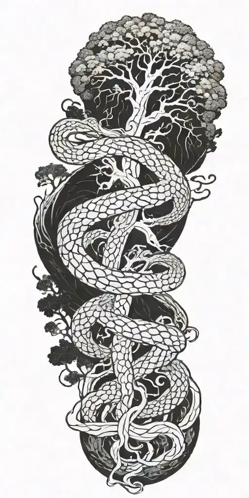 Blackwork The World Serpent Wrapped Around Tattoo Idea Blackink Ai