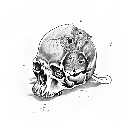 Black And Grey Rotting Skulls Tattoo Idea Blackink Ai