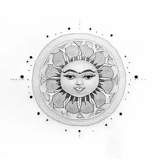 Dotwork Filipino Sun And Pakistani Moon Tattoo Idea Blackink Ai