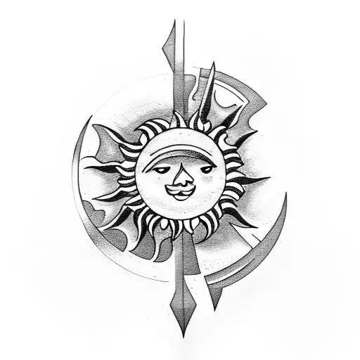 Blackwork Sun And Moon Tattoo Idea Blackink Ai