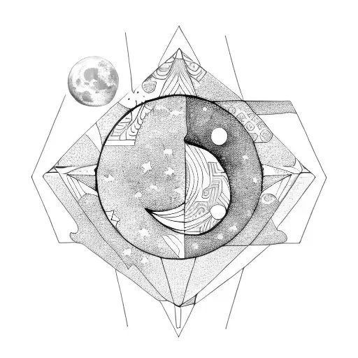 Geometric South Africa Moon Phases Tattoo Idea Blackink Ai