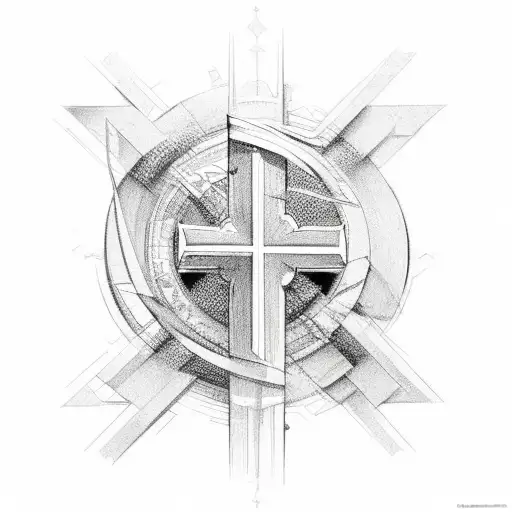 Sketch Christian Cross Tattoo Idea Blackink Ai