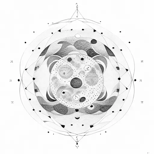 Dotwork Moon Phases Forming A Geometric Pattern Tattoo Idea Blackink Ai