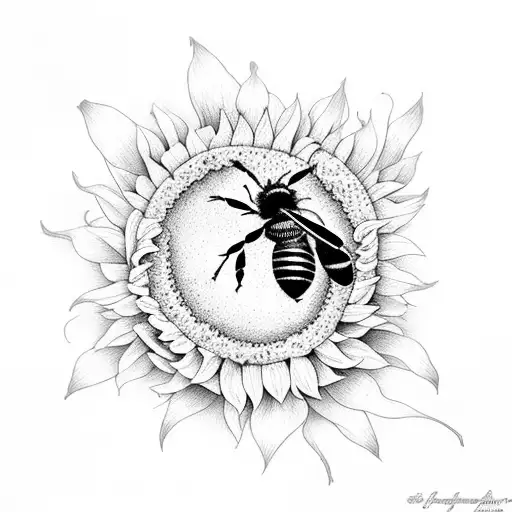 bees with lavender and sunflowers and cats  tattoo design idea