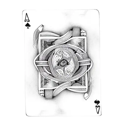 A deck of cards intertwined with guitar strings tattoo design idea