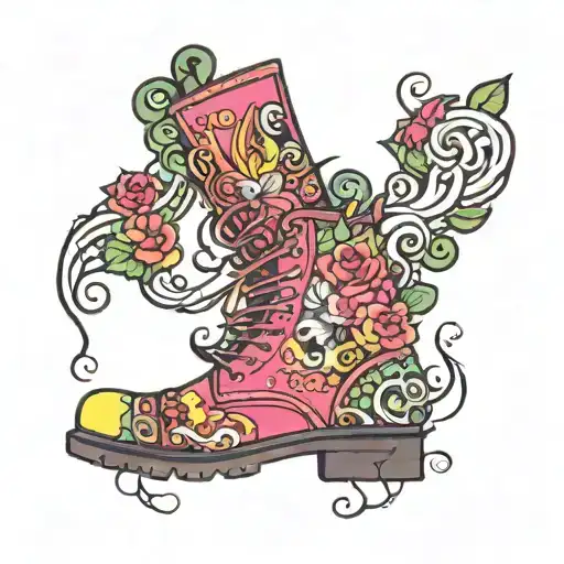 neon boots tattoo design idea