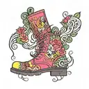 neon boots tattoo design idea