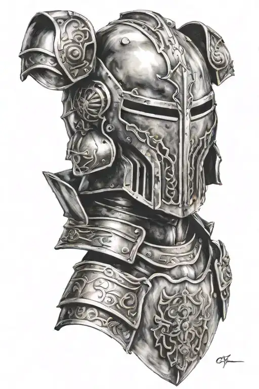 iron armour tattoo design idea