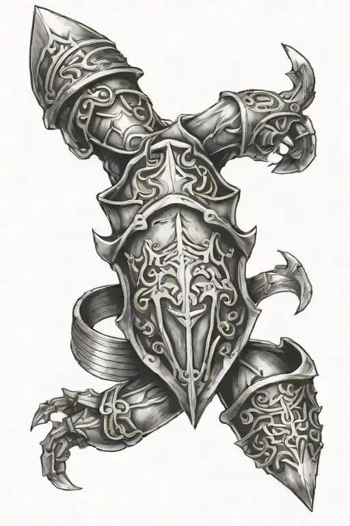 forearm iron armour tattoo design idea