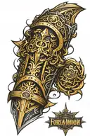 forearm iron armour tattoo design idea