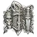 forearm iron armour tattoo design idea