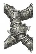 forearm iron armour tattoo design idea