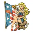 blonde pinup girl with Texas flag   tattoo design idea