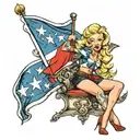 blonde pinup girl with Texas flag   tattoo design idea