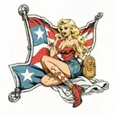 blonde pinup girl with Texas flag   tattoo design idea