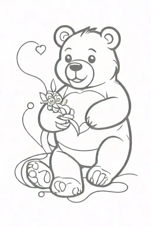 Tender Heart Care Bear standing tattoo design idea