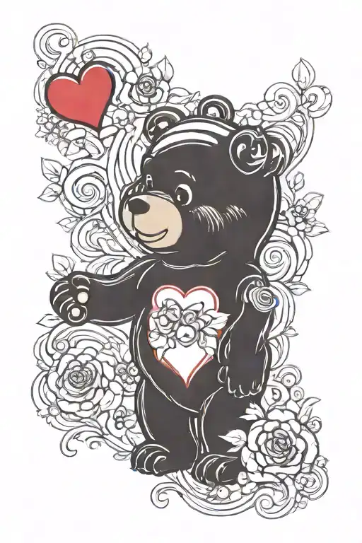 Tender Heart Care Bear standing tattoo design idea