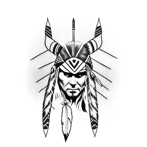 Native American style arrow pointing right tattoo design idea