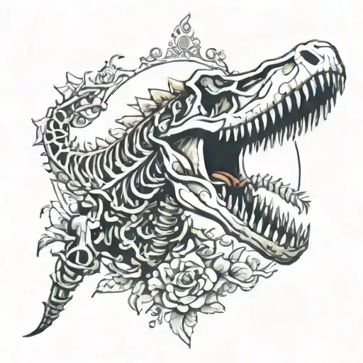 dinosaur skeleton tattoo design idea