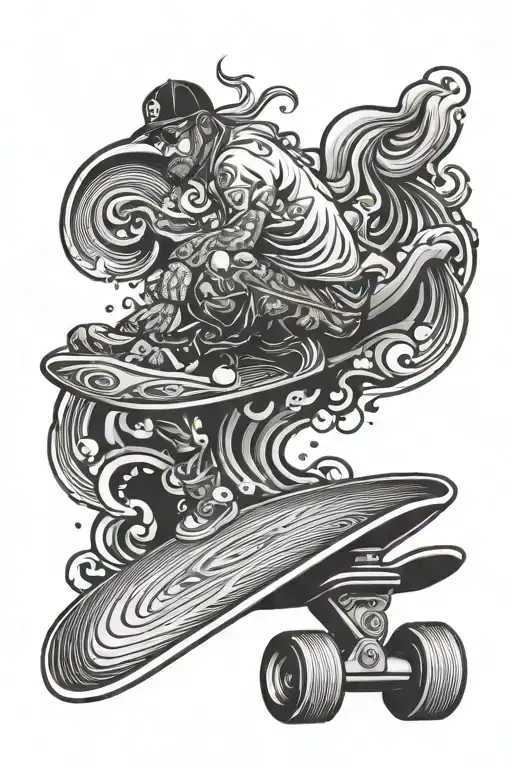 skateboard snowboard surfboard riding tattoo design idea