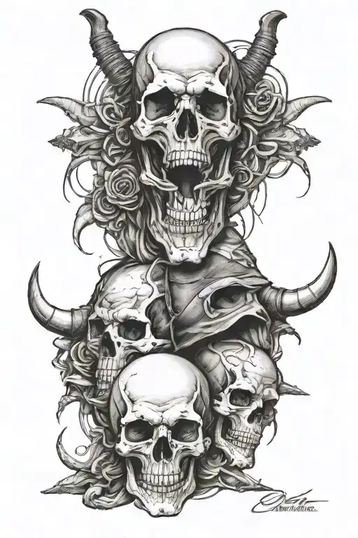 Omertà(I don’t see I don’t hear I don’t speak) criminal hooligan skull (back side of calf) tattoo design idea