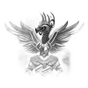 A griffon perched on a witcher's shoulder, both ready for battle tattoo design idea