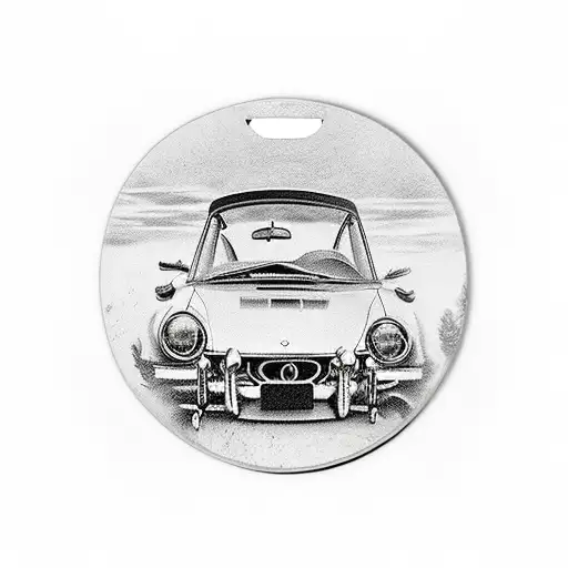 car rear view mirror covered in warning tape tattoo design idea