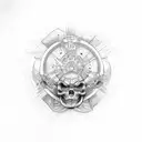 car rear view mirror covered in warning tape tattoo design idea