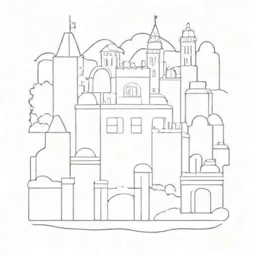 A whimsical cityscape inspired by La La Land tattoo design idea