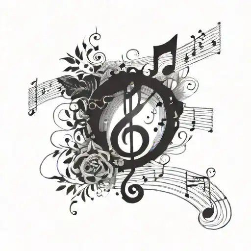 An abstract representation of God's presence in nature combined with musical notes tattoo design idea