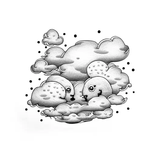 family forever with clouds tattoo design idea