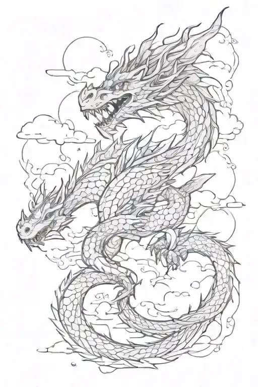 dragon rain clouds tattoo design idea