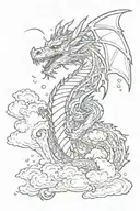 dragon rain clouds tattoo design idea
