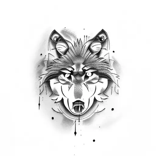 Lion angry skull tattoo design idea