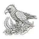 Blood gun eagle mafia tattoo design idea