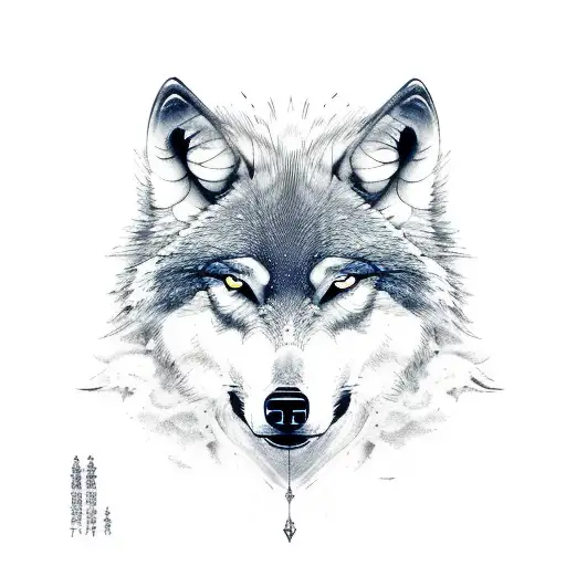 wolf and fish fighting in spirit form tattoo design idea