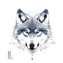 wolf and fish fighting in spirit form tattoo design idea