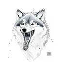 wolf and fish fighting in spirit form tattoo design idea