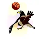 falcon with ball basketball tattoo design idea