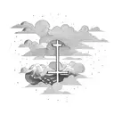 cross and storm clouds tattoo design idea