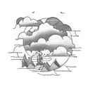 cross and storm clouds tattoo design idea
