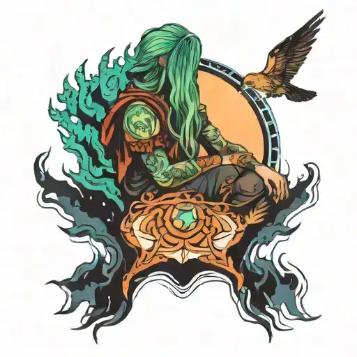 person made out of northern lights  tattoo design idea