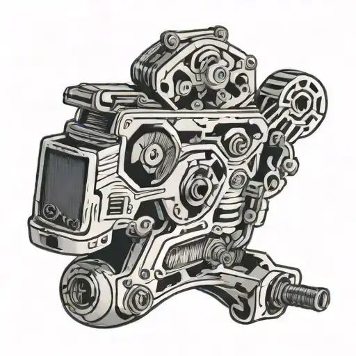 tattoo machine, razor blades, video games hidden within tattoo design idea