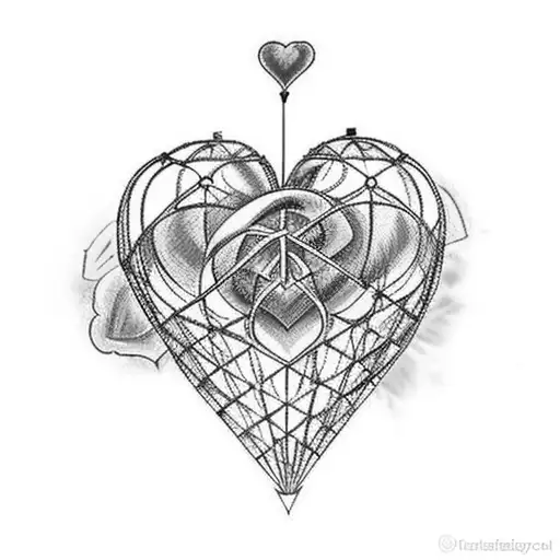 A realistic heart in a cage tattoo design idea