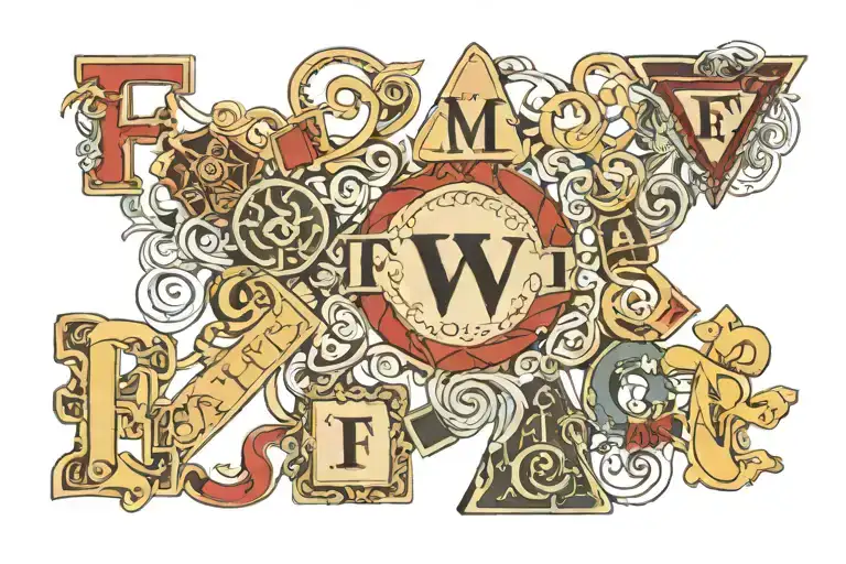 F M W Scrabble tiles forming tattoo design idea