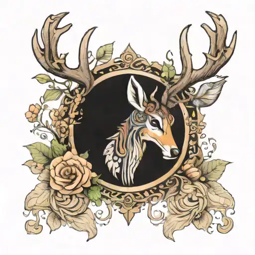 high-quality drawing of various fantastic animal. for example, a tattoo depicting a deer with a bird's beak tattoo design idea