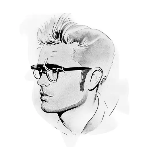James Dean gaze with iconic black jacket tattoo design idea