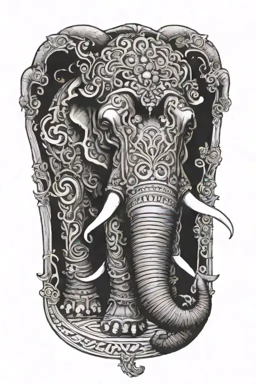 sanskrit elephant from profile tattoo design idea