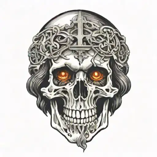 jesus christ touching a skull  tattoo design idea