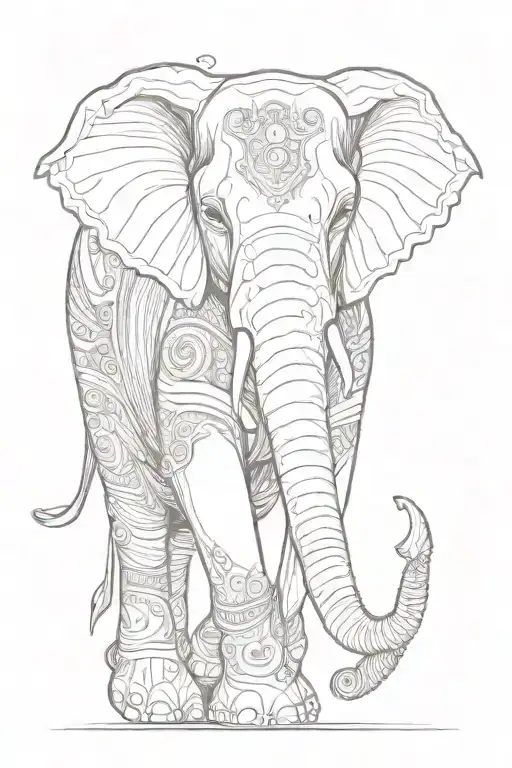 sanskrit elephant from profile tattoo design idea